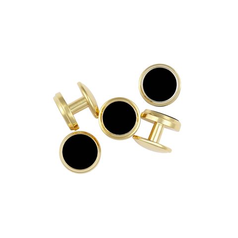 Gold Onyx Button Studs