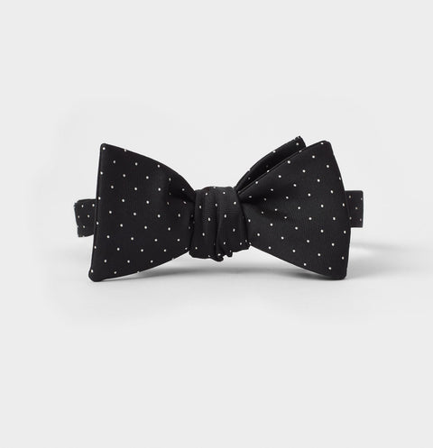 Black Pindot Silk Bow Tie