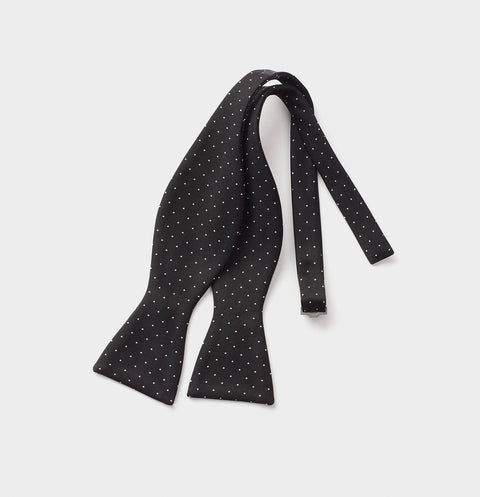 Black Pindot Silk Bow Tie