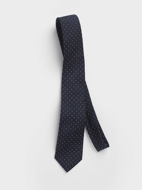 Navy Pindot Silk Necktie